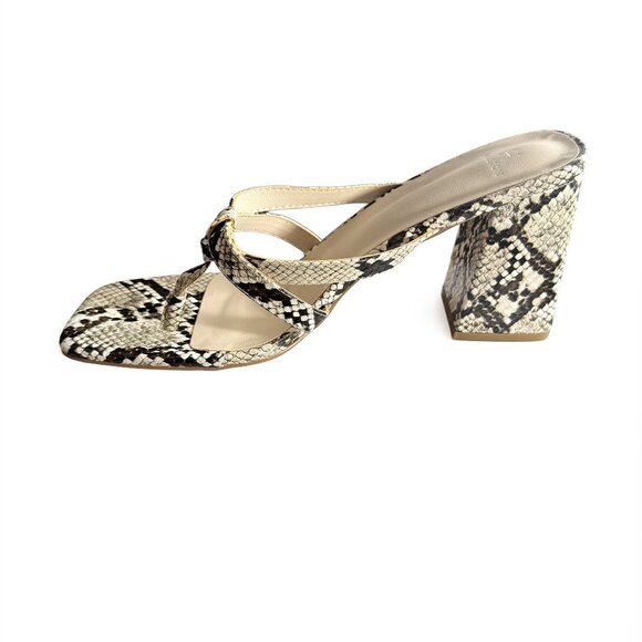 Halston heels women snake pattern leather heels creamy color sole size 9 - Picture 1 of 3